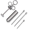 Meat Injector Kit, Opret 2-oz Stainless Steel Marinade Meat Injector Syringe with 3 Needles, 3 Cleaning Brusher and 5 Replacement O-rings For Improved Flavor FDA Cerified