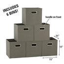 Household Essentials 84-1 Foldable Fabric Storage Bins | Set of 6 Cubby Cubes with Handles | Teafog, 6 lbs, Grey