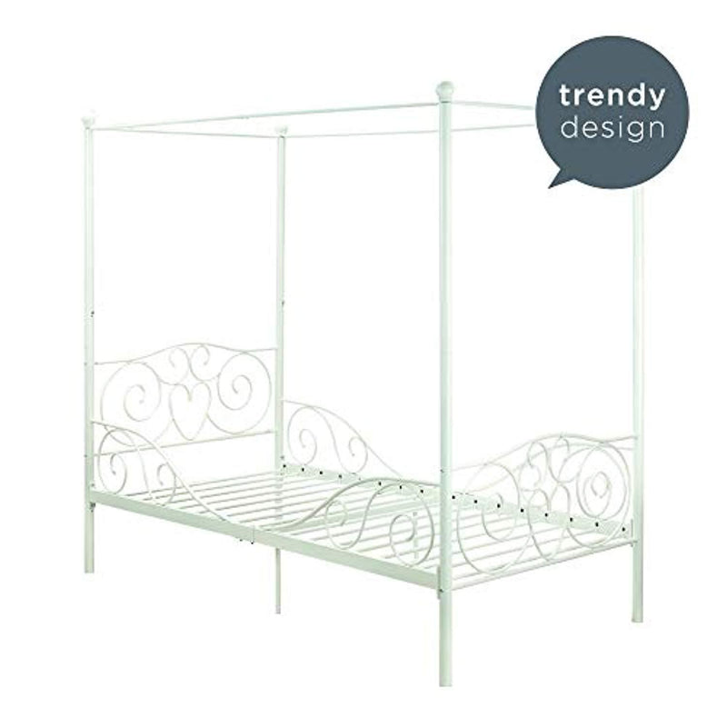 DHP Canopy Bed with Sturdy Bed Frame, Metal, Twin Size - White