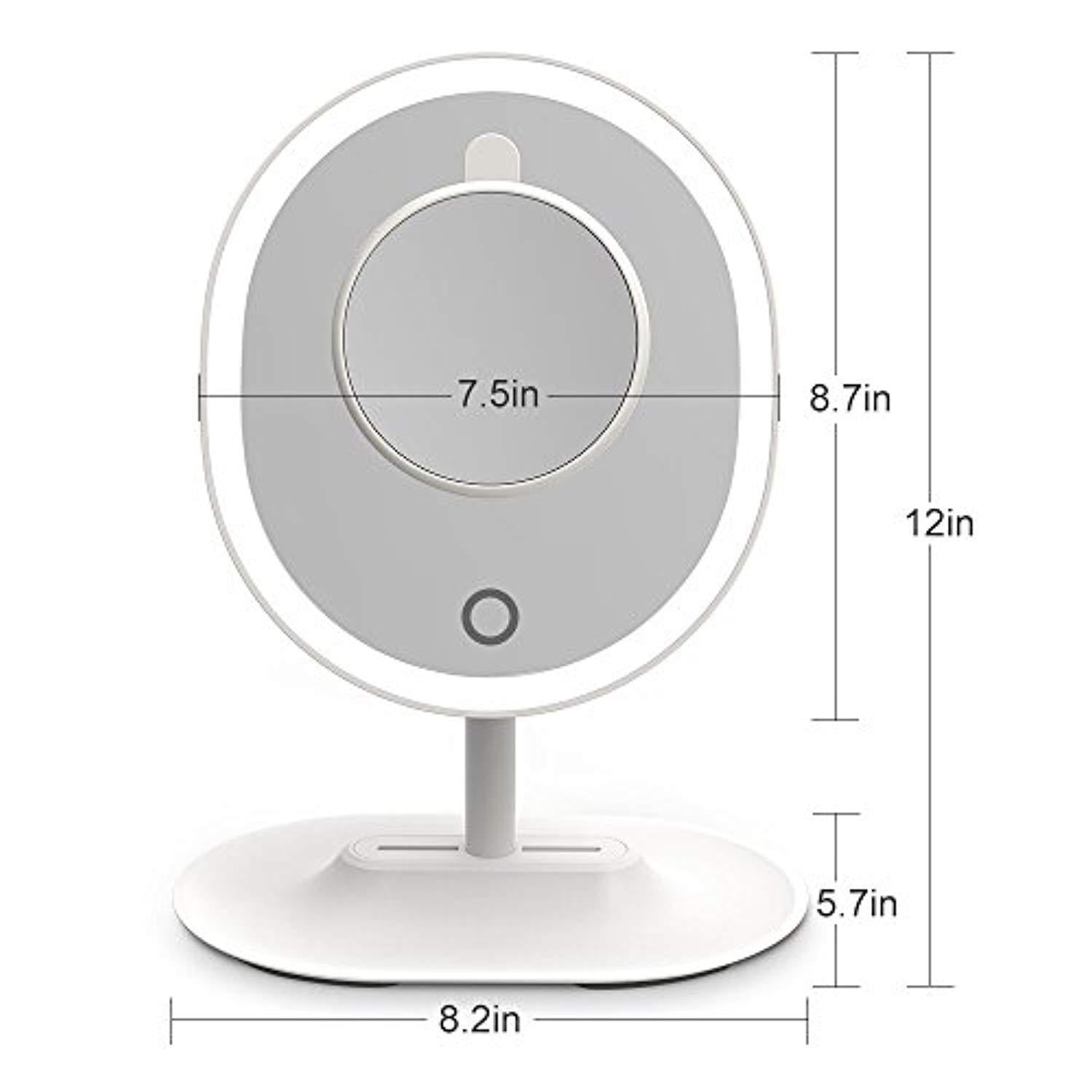MiroPure 5x Magnifying 16 LED Vanity Makeup Mirror with Touch-control Light Panel, USB Powered