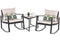 OAKVILLE FURNITURE Patio 3-Piece Rattan Rocking Bistro Set, Outdoor Furniture Sets with Rust-Proof Steel Frame, Black Wicker, Beige Cushion