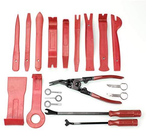 INSTACAN 19Pcs Trim Removal Tool,Car Panel Door Audio Trim Removal Tool Kit, Auto Clip Pliers Fastener Remover Pry Tool Set with Storage Bag