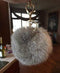 Miraclekoo Rabbit Fur Ball Pom Pom KeyChain Gold Plated Keychain with Plush for Car Key Ring or Handbag Bag Decoration (Orange Pink)