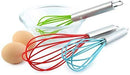 TEEVEA  Set of 3 Multi-Color Silicone whisks with stainless steel handles. Milk & Egg Beater Balloon Metal Whisk for Blending, Whisking, Beating and Stirring
