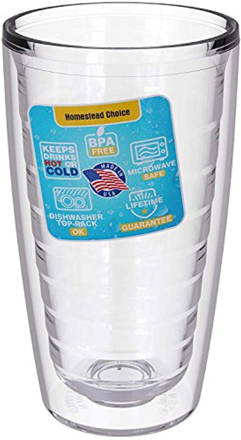 4-pack Insulated 16 Ounce Tumblers - Clear - Sweat Resistant - BPA-Free - Made in USA