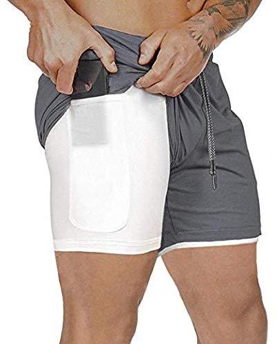 Malavita Men's Workout Running Shorts 2 in 1 with Zipper Pockets