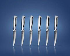 Ashlar Steak Knives Set of 6 Serrated Stainless Steel Dishwasher Safe Ideal Family Dinner Kitchen Set Premium Full Edge Serration Rust Resistant