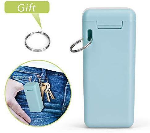 Collapsible Reusable Stainless Steel, Folding Drinking Straws Hard Case Keychain Foldable Premium Food-Grade Portable (blue)