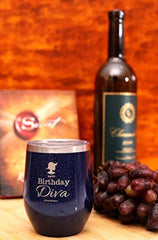 Birthday Gifts For Women, Wine Tumbler Stainless Steel Stemless Wine Glass With Lid - Perfect Birthday Gift For Her -12 Ounce