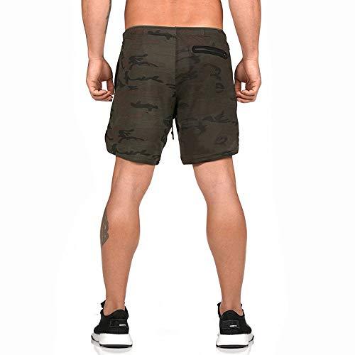 EVERWORTH Men's 2-in-1 Bodybuilding Workout Shorts Lightweight Gym Training Short Running Athletic Jogger with Zipper Pockets