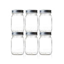 Seacoast 16 Oz Mason Jars, Regular Mouth With Steel Lids, (Set of 6)