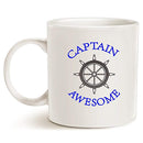 Funny Captain Awesome Coffee Mug Christmas Gifts, Unique Boat Steering Wheel Captain Awesome Porcelain Cup Gifts for Dad, Grandpa, Friend, White 14 Oz