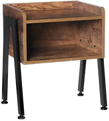 KingSo Industrial Nightstand End Table Stackable Side Table Night Stands for Bedrooms Cabinet for Storage Sofa Bed Side Table for Small Spaces Wook Look Accent Furniture with Metal Frame