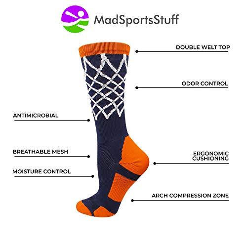 MadSportsStuff Elite Basketball Socks with Net Crew Length - Made in The USA