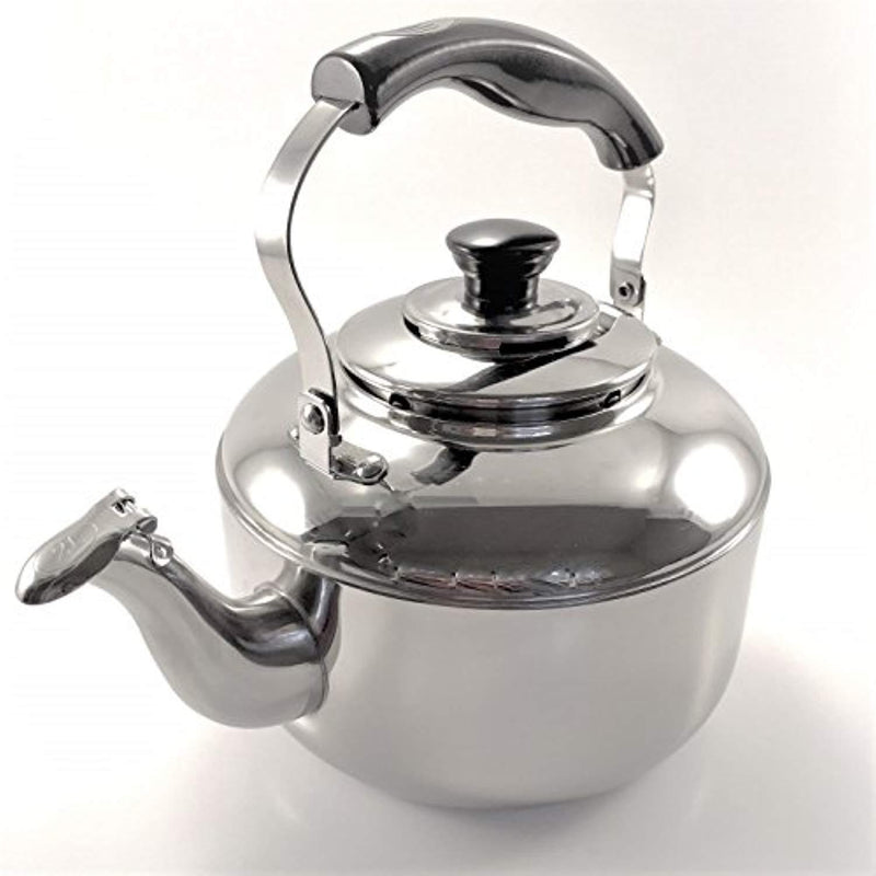 Tea Kettle Stovetop Whistling Teakettle Teapot, Stainless Steel, Thin Base, Mirror Finish, 2 liters