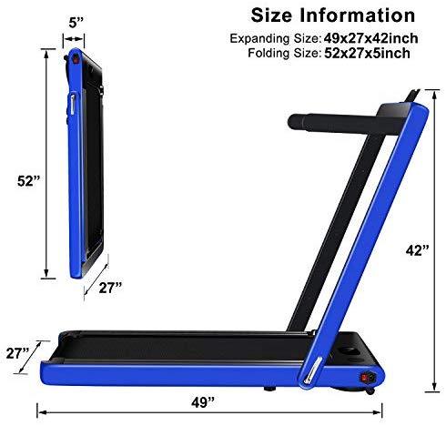 OppsDecor Under Desk Treadmill 2in1 Walking Running Machine Electric Treadmill Folding Pad Treadmill with Remote Control and Bluetooth Speaker for Home & Office Workout Indoor Exercise Machine