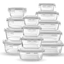 Glass Food Storage Containers [13-piece set] - Meal Prep Leakproof Container With Airtight Snap On Lids - Microwave, Oven, Freezer, Dishwasher Safe. Best For Kitchen, Lunch & Pantry - BPA Free