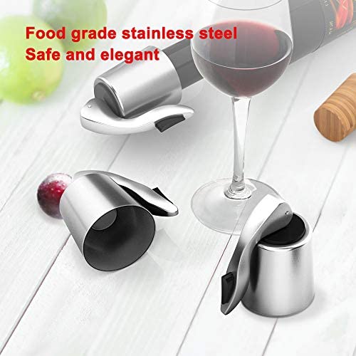 OHMAXHO Wine Stoppers, 4 Pack Stainless Steel Wine Saver, Reusable Wine Bottle Preserver with Silicone Plug, Keeps Your Wine Fresh Simply and Effectively