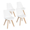 FurnitureR Set of 4 Dining Chair Tulip Natural Solid Wood Legs Design with Cushioned Pad Armless Lounge Chairs Kitchen White