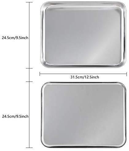 Bangder Baking Sheet Pan for Toaster Oven, Heavy Duty Stainless Steel Sheet Pan Easily Wipes Clean! Mirror Finish, Dishwasher Safe, 10 X 8 inch, Set of 2