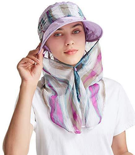 ICOLOR Sun Cap Sun Flap Hats Outdoor 360°Sun UPF 50+ Women Lady Wide Brim Cap Visor Hats UV Protection Summer Sun Hats