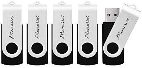 32GB USB Flash Drive 3.0 with Tin Case/Box Set of 5 Package.Custom Printed Flash Drive and Case for Weddings, Memories, Photo Storage, Perfect for Professional Photographers (32GB, Memories Label)