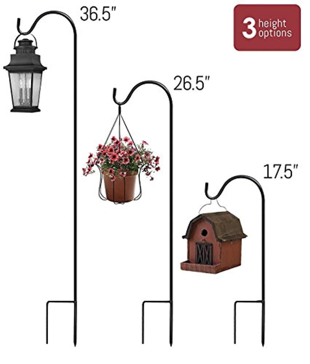 Sorbus® Shepherd's Hooks - Set of 4 Extendable Garden Planter Stakes for Bird Feeders, Outdoor Décor, Plants, Lights, Lanterns, Flower Baskets, and More! Heavy Duty (4 Pack)