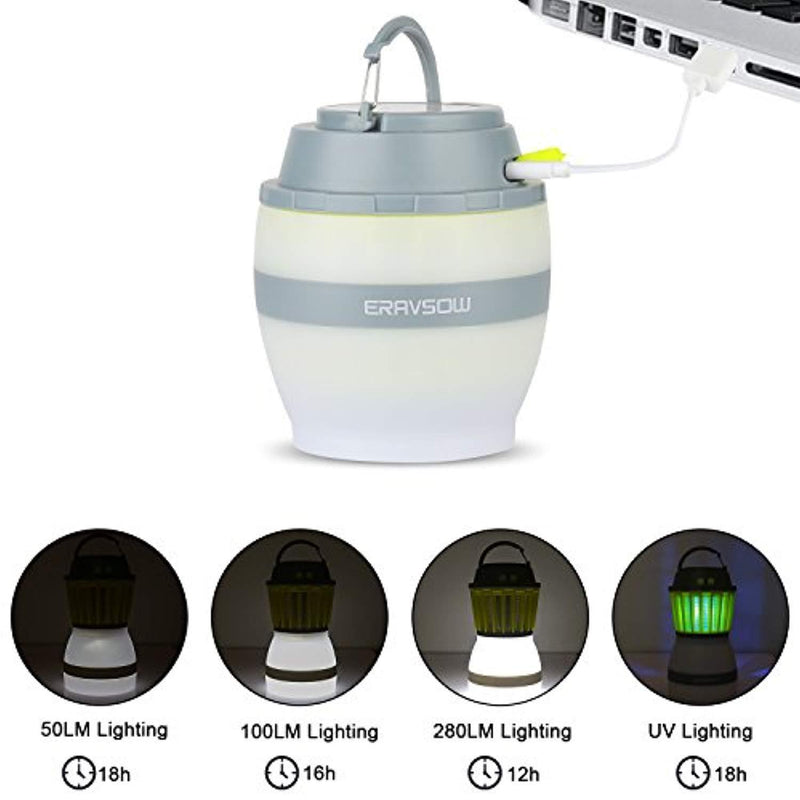 ERAVSOW Bug Zapper & LED Camping Lantern 2-in-1, Waterproof Rechargeable Mosquito Killer, Portable Compact Camping Gear for Home & Outdoors.