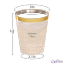 LydtCo. - 10oz Plastic Cups with Gold Rim | 100 pack| 10oz/300ml | For Weddings, Anniversaries, Birthdays, Special Events | Premium and Elegant | Wine, Juices, and other Beverages | BPA Free