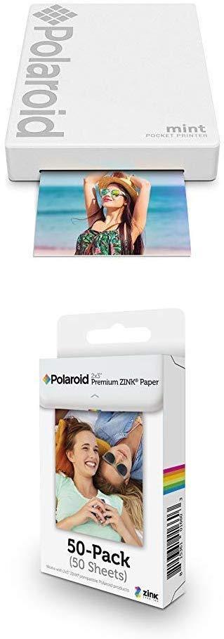 Polaroid Mint Pocket Printer W/ Zink Zero Ink Technology & Built-In Bluetooth for Android & iOS Devices - Black