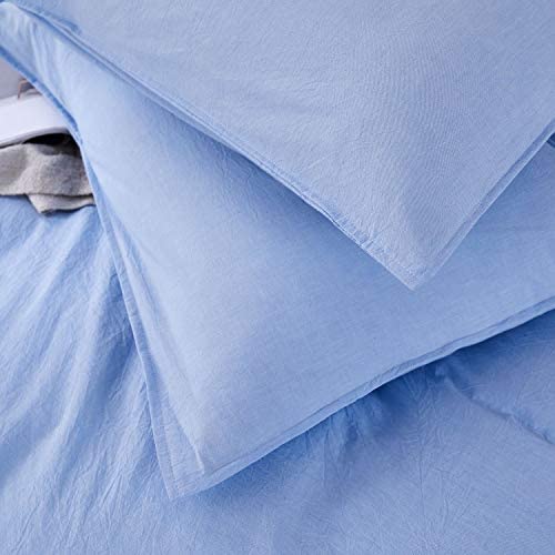 100% Washed Cotton Duvet Cover 3 Piece, Comforter Cover Queen Full Size, Solid Color and Ultra Soft with Zipper Closure, Corner Ties, Simple Bedding Style, Gray by SORMAG