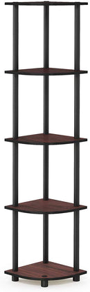 Furinno Turn-N-Tube 5 Tier Corner Display Rack Multipurpose Shelving Unit, Columbia Walnut/Black