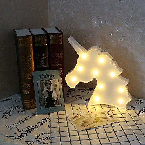 Pooqla LED Unicornio Night Light Lamp Kids Marquee Lights Unicorn Shape Signs Light Up Christmas Party Wall Decoration Battery Operated (Pink)