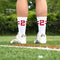 Classic Stripe Team Number Socks | Woven Mid-Calf | White & Red