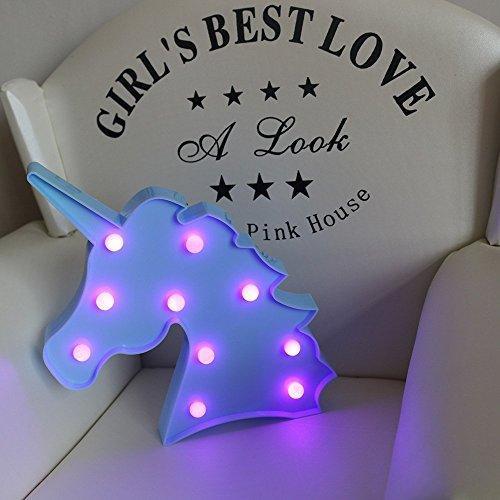 Pooqla LED Unicornio Night Light Lamp Kids Marquee Lights Unicorn Shape Signs Light Up Christmas Party Wall Decoration Battery Operated (Pink)