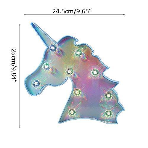 Pooqla LED Unicornio Night Light Lamp Kids Marquee Lights Unicorn Shape Signs Light Up Christmas Party Wall Decoration Battery Operated (Pink)