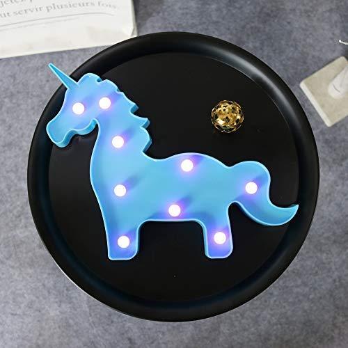 Pooqla LED Unicornio Night Light Lamp Kids Marquee Lights Unicorn Shape Signs Light Up Christmas Party Wall Decoration Battery Operated (Pink)