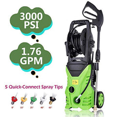 ncient NIS4600 High Pressure Power Washer 3000 PHC Electric Pressure Washer,1800W Rolling Wheels High Pressure Professional Washer Cleaner Machine+ (5) Nozzle Adapter (3000 PHC - New Model)