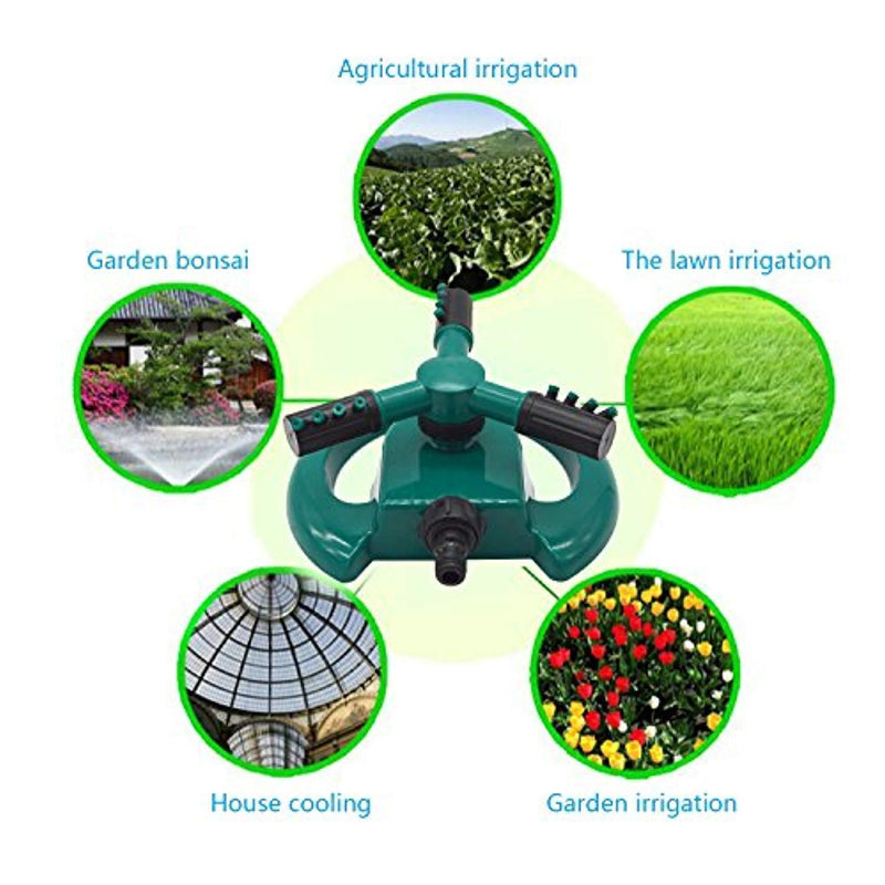 Lawn Sprinkler, Mixigoo 360° Rotating Adjustable Garden Water Sprinklers Automatic Lawn Irrigation System with 3 Arm Sprayers Watering Sprinkler for Lawn, Courtyard, Garden - Leak Free Design