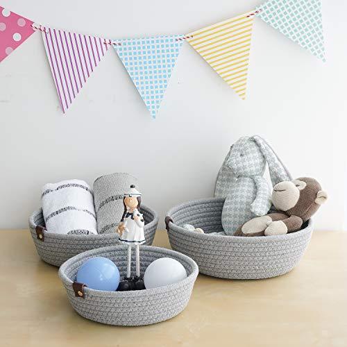 Goodpick 3pack Small Basket - Woven Jute Storage Basket for Kitchen Corner Basket for Snack Storage Cute Basket for CosmetiHome Storage Baskets for Shelves Gift Baskets, Hemp