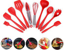 Silicone Heat Resistant Kitchen Cooking Utensil 10 Piece Cooking Set Non-Stick Kitchen Tools (Red)