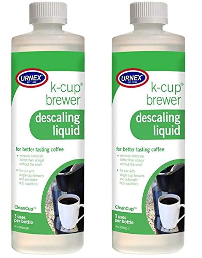 Urnex K-Cup Coffee Maker Descaler and Cleaner (3 Uses Per Bottle) - 2 Pack - CleanCup Descaling and Cleaning Solution Use With All Keurig K Cup and Drip Coffee Machine