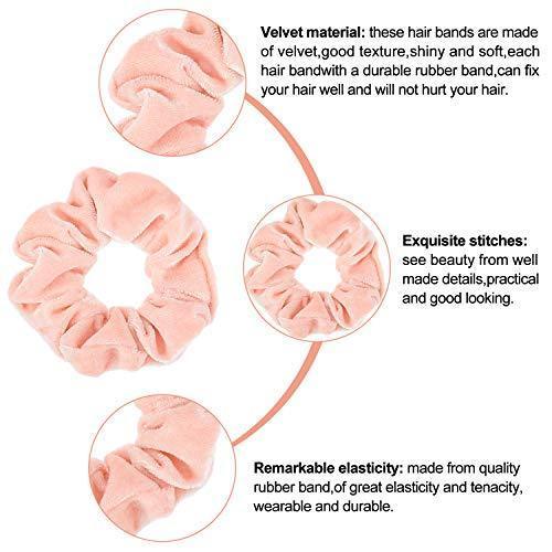 Whaline Macaron Theme Hair Scrunchies, Ice Cream Color Elastic Scrunchy Bobbles Velvet Hair Bands Soft Hair Ties Hair Accessories for Women Kids Girls (12 Colors)