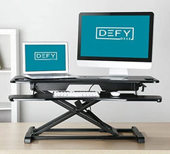 Standing Desk Stand Up Desks Height Adjustable Sit Stand Converter Laptop Stands Large Wide Rising Black Dual Monitor PC Desktop Computer Riser Table Workstation Foldable Extender Ergonomic 37 inch by Defy Desk