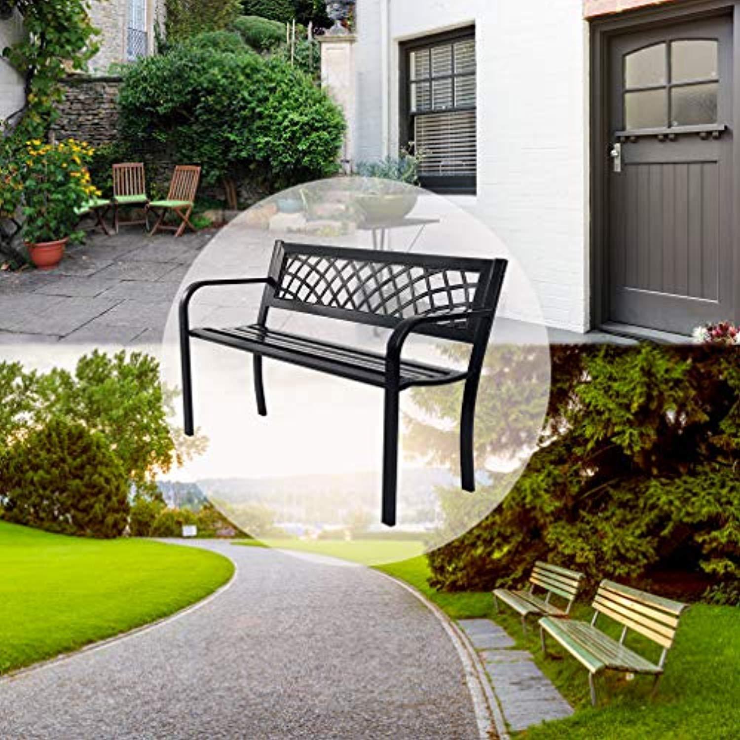 FDW Antique Metal Patio Park Garden Bench Porch Chair Backyard Outdoor Furniture