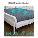 HOSUKKO Weighted Blanket Adult 60''x80'', 20lbs for 170-230lb Individual, Queen Sized Bed Weighted 2.0 Heavy Blanket 100% New Cotton with Glass Beads Grey for Adults, Youths