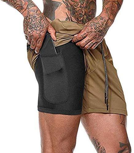 Malavita Men's Workout Running Shorts 2 in 1 with Zipper Pockets