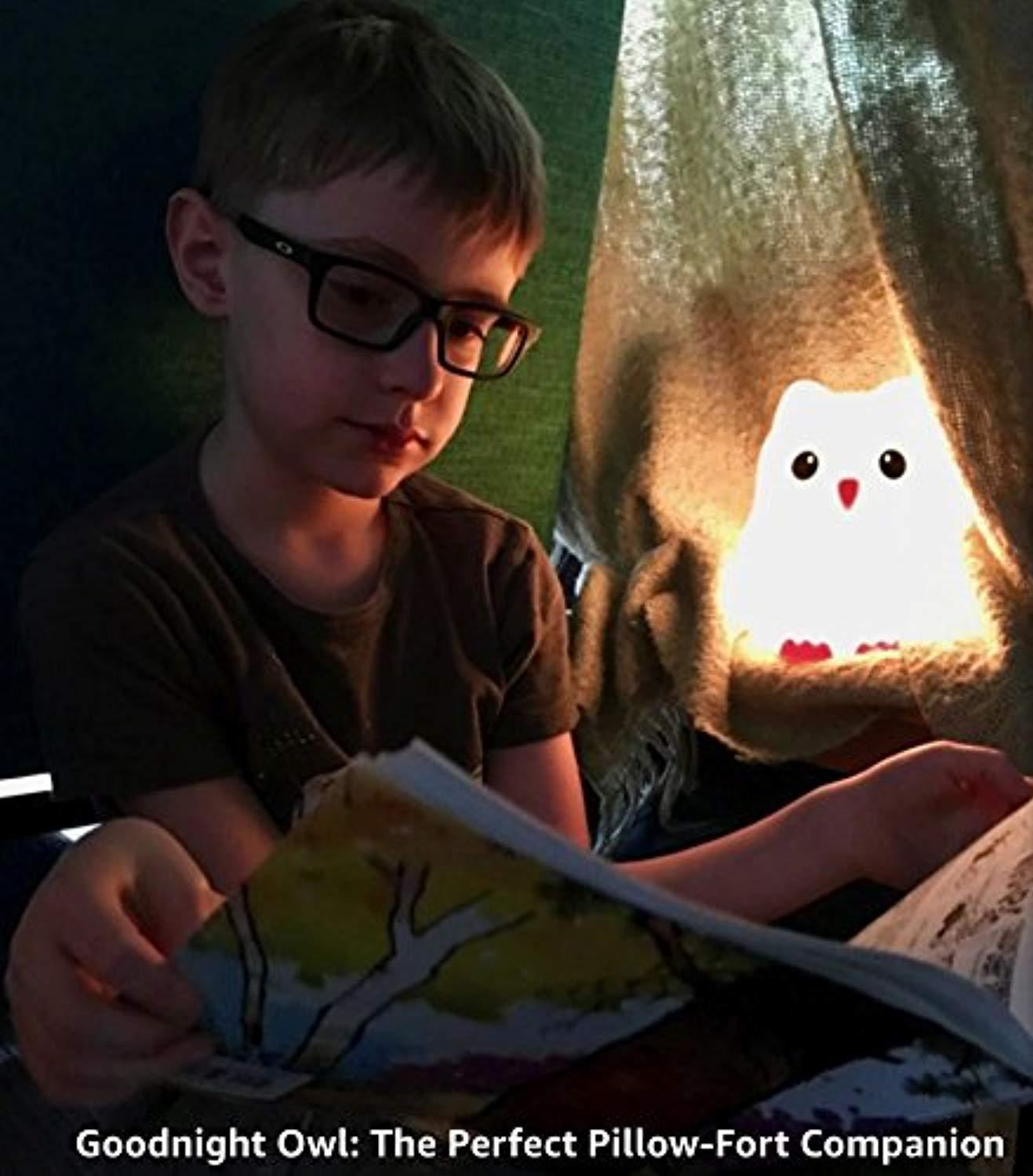 Goodnight Owl Rechargeable Night Light for Kids & Toddlers - Multi-Color LEDs (9 Colors!), Remote Control, BPA-Free Silicone, 9 Levels of Brightness, Auto-Off Timer. Super Cute and Fun! by Juneta