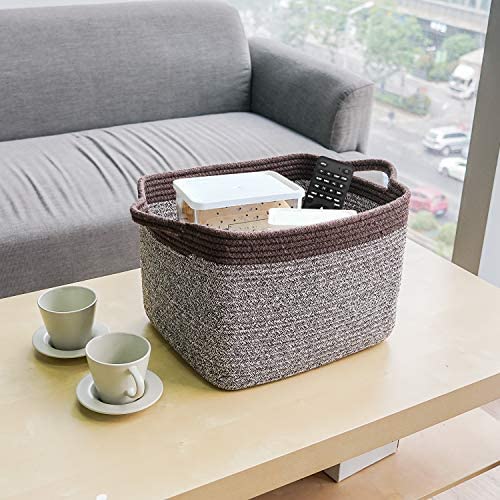 EIVOTOR Cube Storage Bins - Shelf Baskets for Storage Towel Book Cloth Storage Bins for Office Woven Basket for Shelves Baby Laundry Basket Toys Storage Basket Closet Storage Basket, 13''x9.8''x 9''