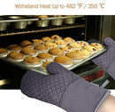 KES Kitchen Oven Mitts Set, Oven Mitts and Pot Holders, Heat Resistant with Quilted Cotton Lining, Non-Slip Surface 4 Pieces for Cooking, Baking, Grilling, Barbecue (Gray)